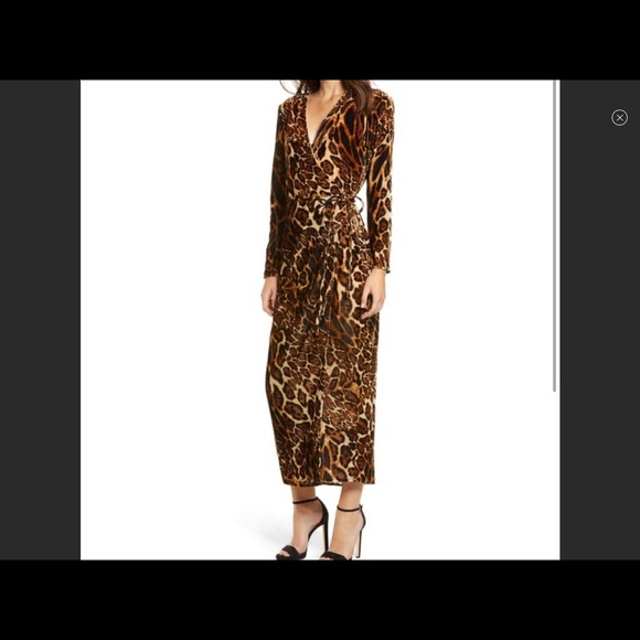 Zara Leopard Print Maxi Dress Sosandar Leopard Print Velvet Dress, Brown